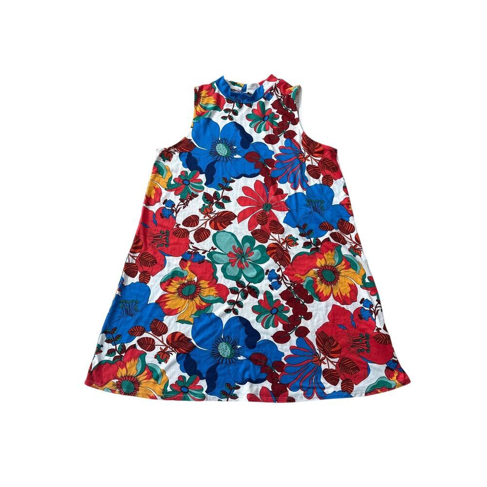 Tash + Sophie Bold Floral Sleeveless Shift Dress Size XL Made in USA Garden